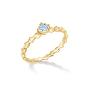 14k Brancusi Cube Aquamarine Narrative Ring