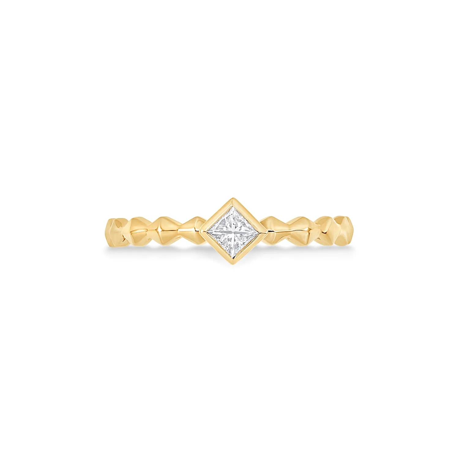 14k Brancusi Cube Diamond Narrative Ring