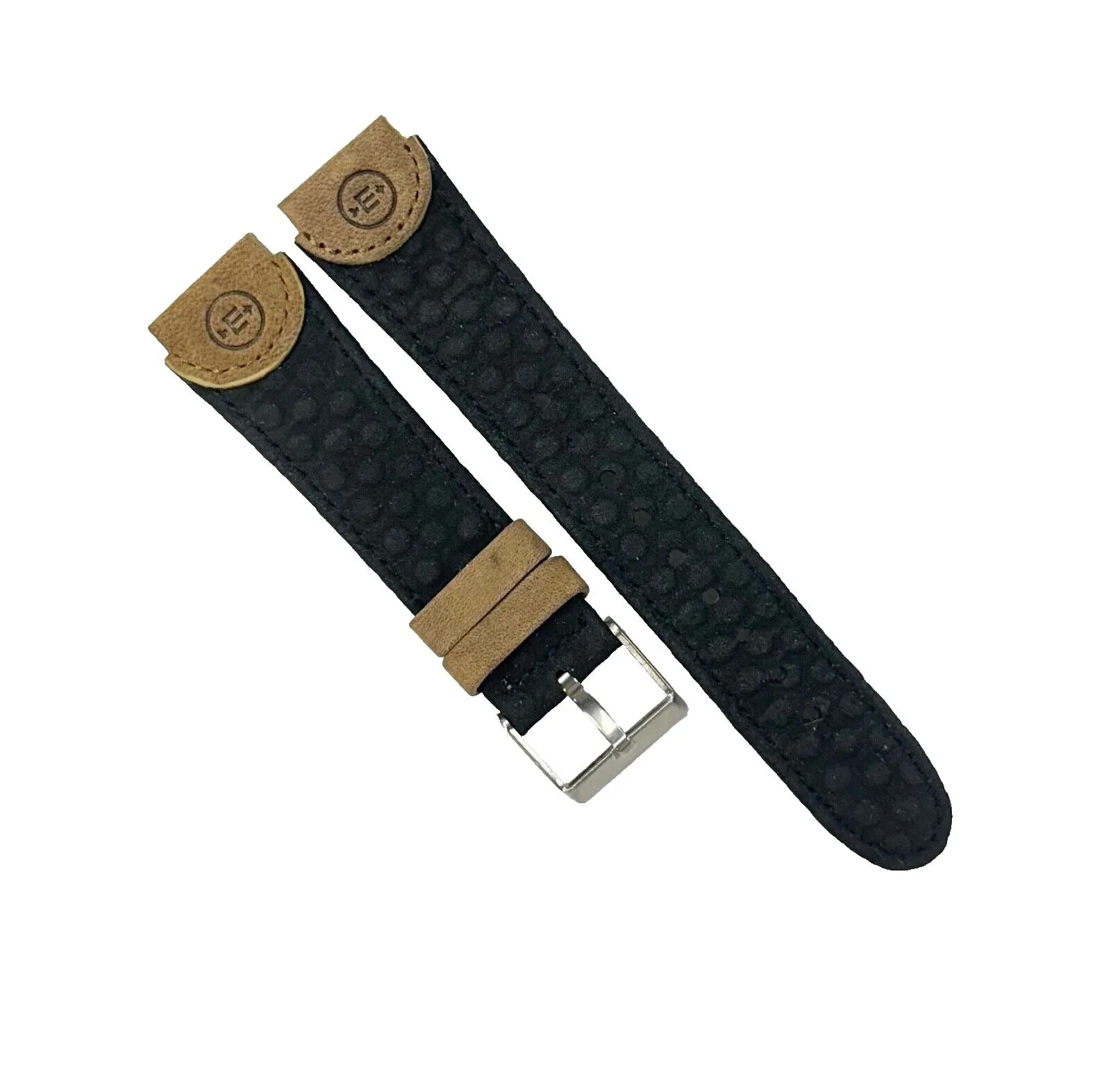 18 MM Black Genuine Leather Watch Band with stitches and bumps (Lot of 6 bands)