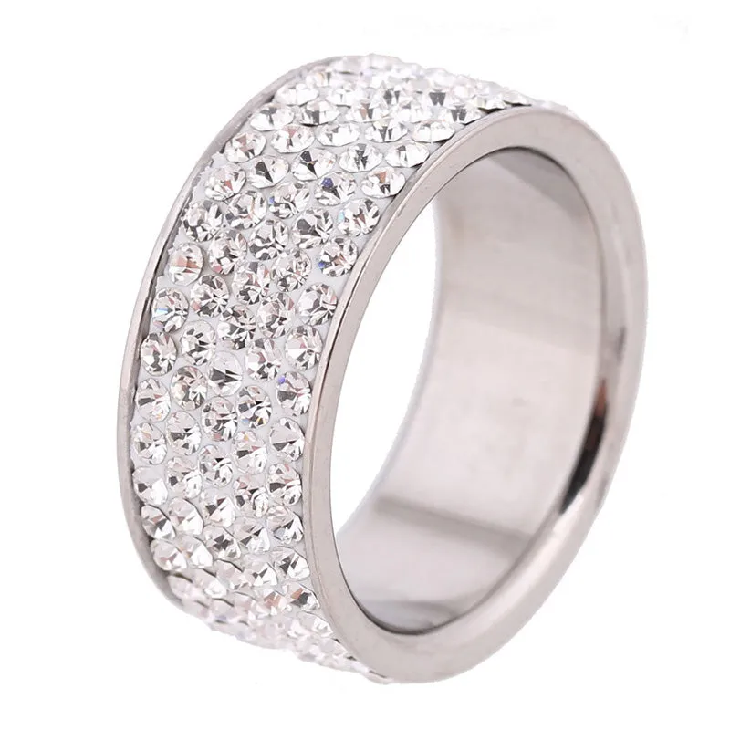 5 Row Lines Clear Crystal Engagement Rings