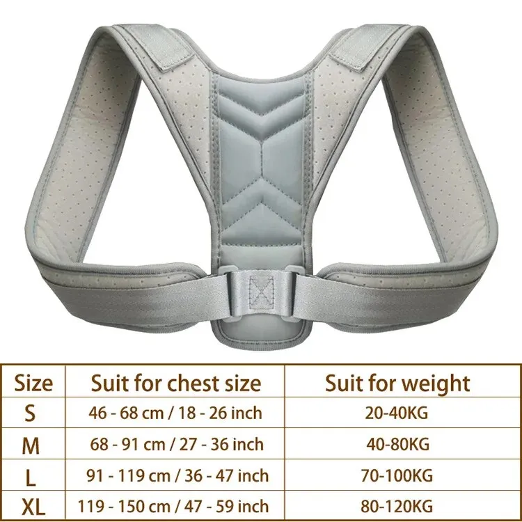 Anyfit Black Corrector Belt Large Back Posture Adjustable Neck Brace Training Equipment Shoulder Support Correction Belt