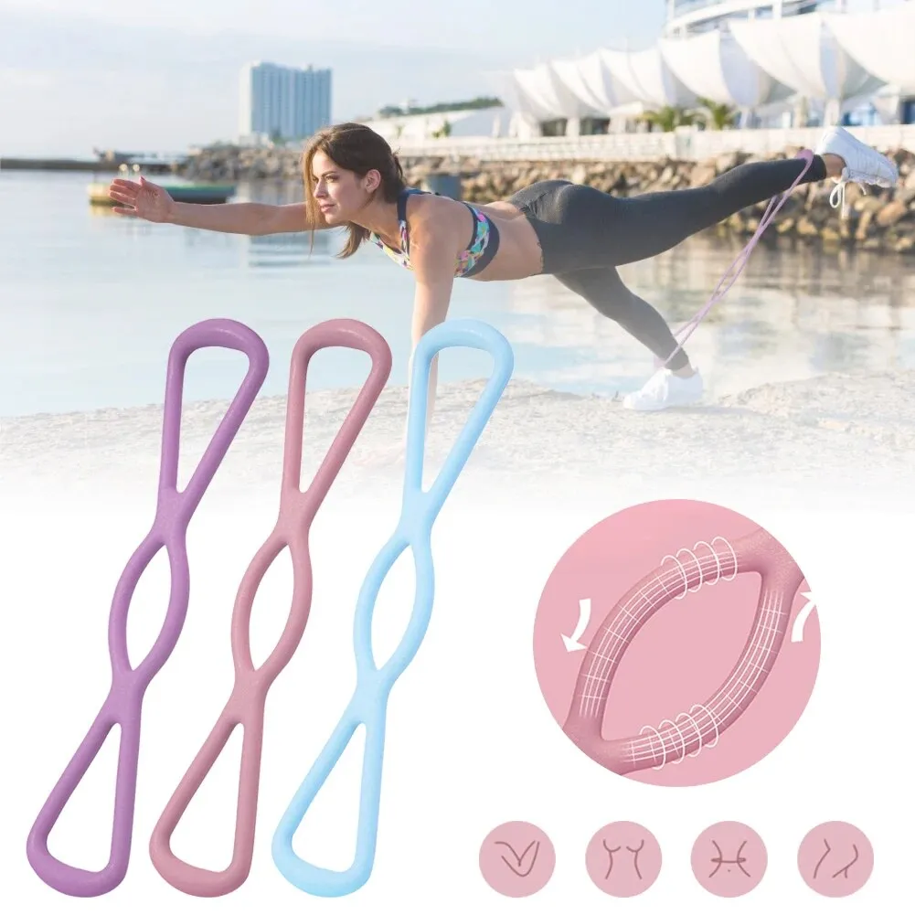 Anyfit Pink Resistance Band 8 Word Chest Expander Rubber Elastic Muscle Training Tubing Tension Sports Exercise Yoga Portable Fitness Bands