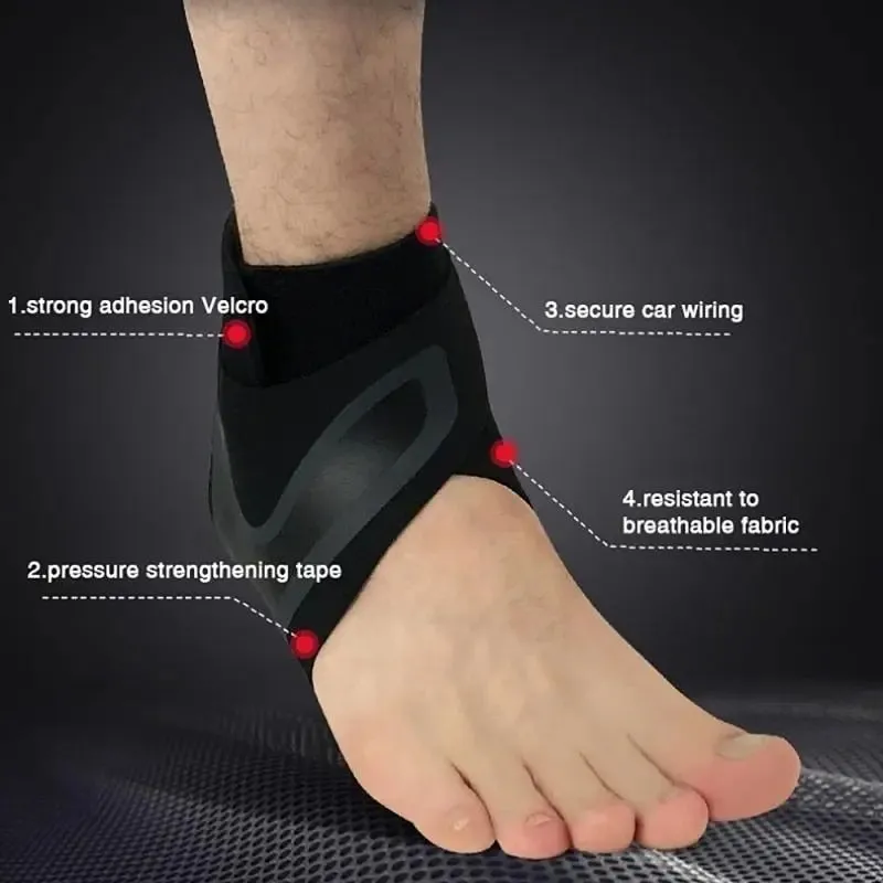 Anyfit Resistance Band Black 1Pc Right XL Sport Ankle Support Brace Elastic High Protect Guard Safety Running Basketball Wrap Bandage