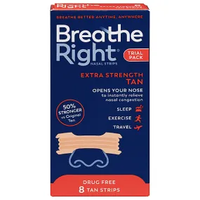 Breathe Right Extra Strength Tan Nasal Strips- 8 Ct