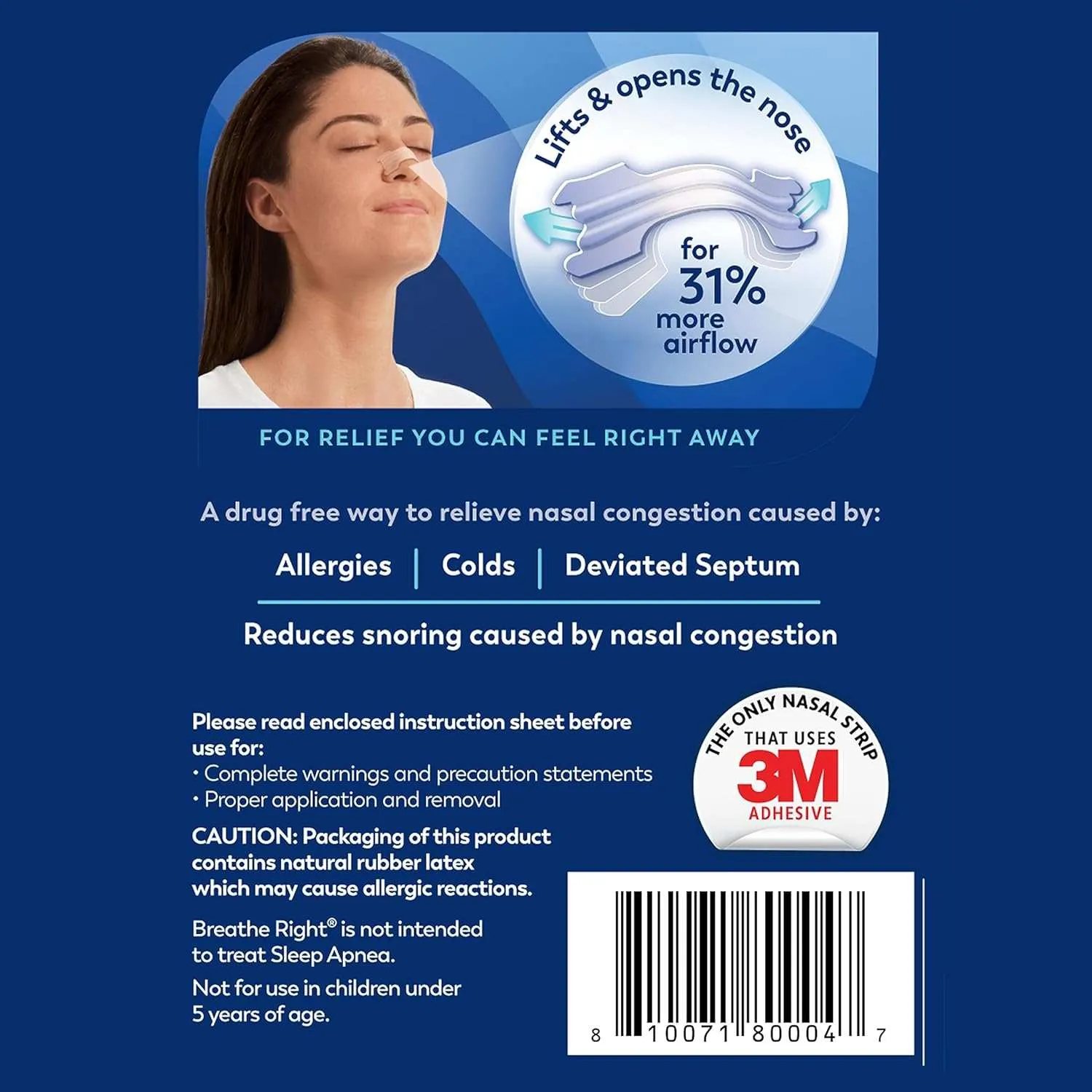 Breathe Right Original Clear Nasal Strips Small/ Medium