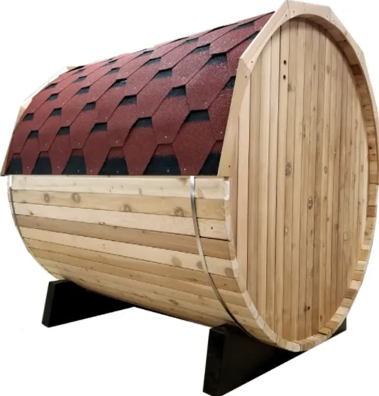 Canadian Red Cedar Barrel Indoor or Outdoor Traditional Wet or Dry Steam Sauna Spa for 4 to 6 Person - Harvia 9KW Heater