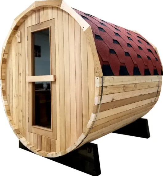 Canadian Red Cedar Barrel Indoor or Outdoor Traditional Wet or Dry Steam Sauna Spa for 4 to 6 Person - Harvia 9KW Heater