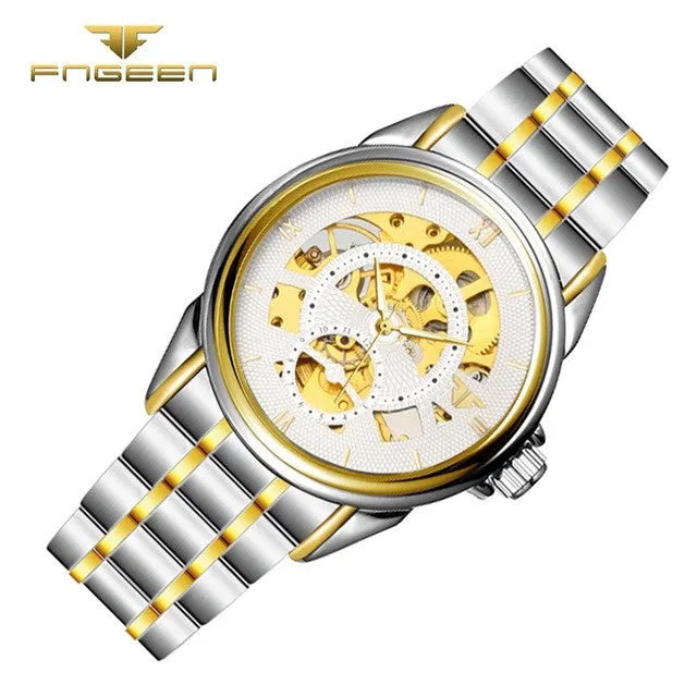 Classic digital scale luxury gold dial skeleton automatic mechanical men's business watches fashion waterproof men's watches