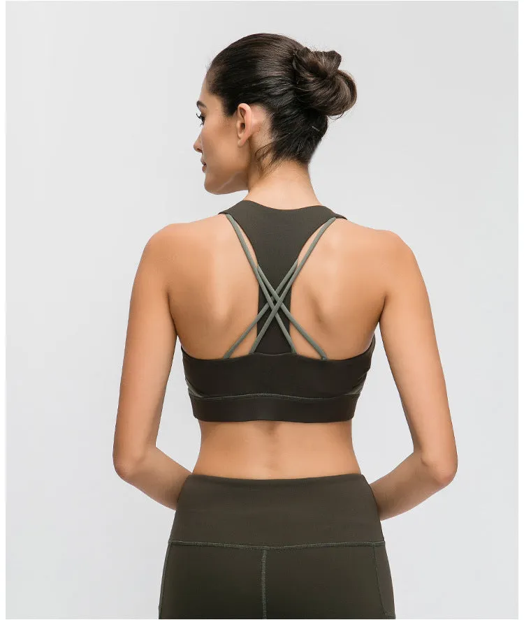 Contrast-panel sports bra