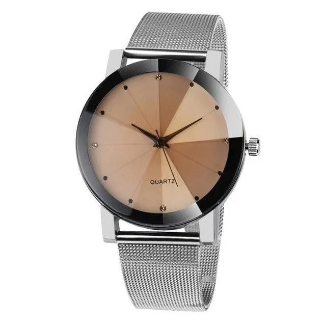 Crystal Quartz Stainless Steel Watch for Men