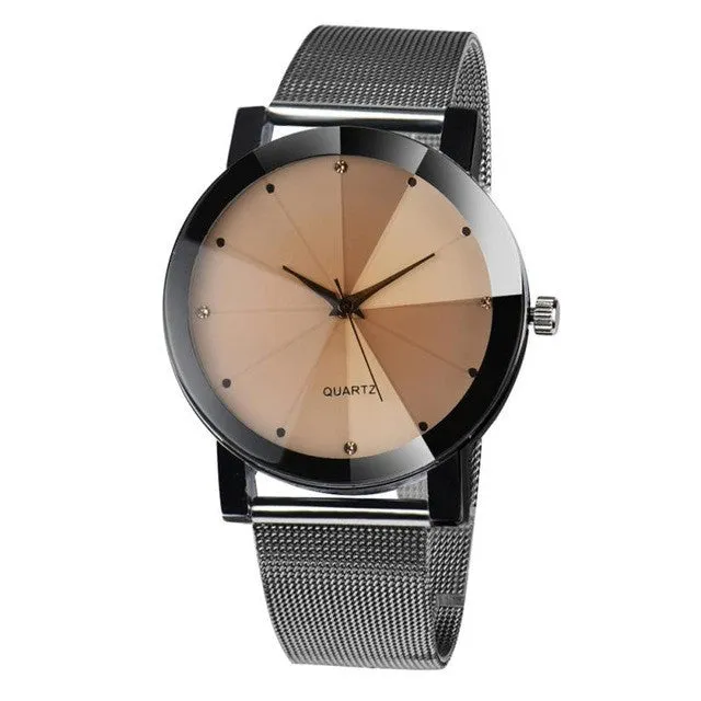 Crystal Quartz Stainless Steel Watch for Men