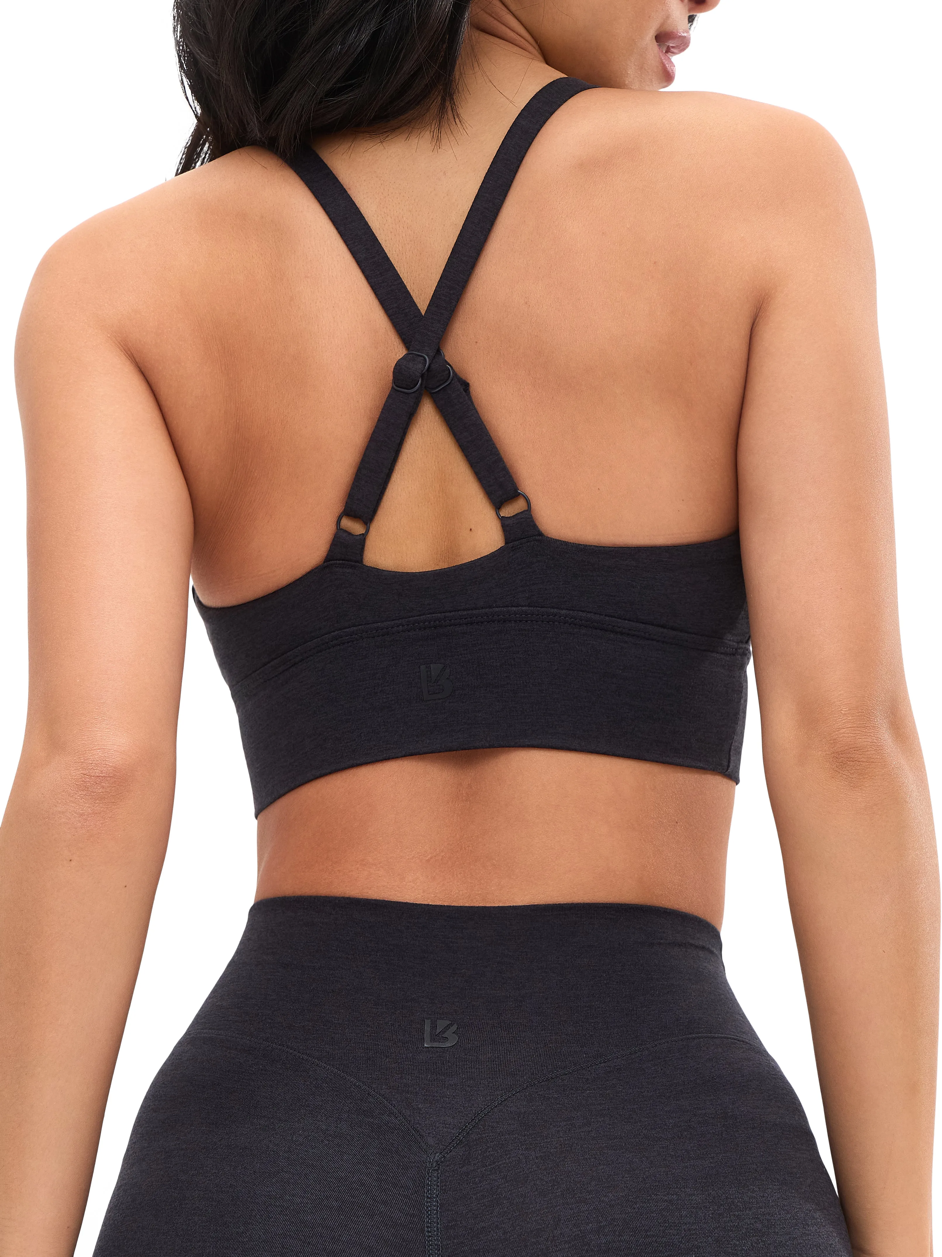 Dream Heather Square Neck Sports Bra - Onyx Black Heather