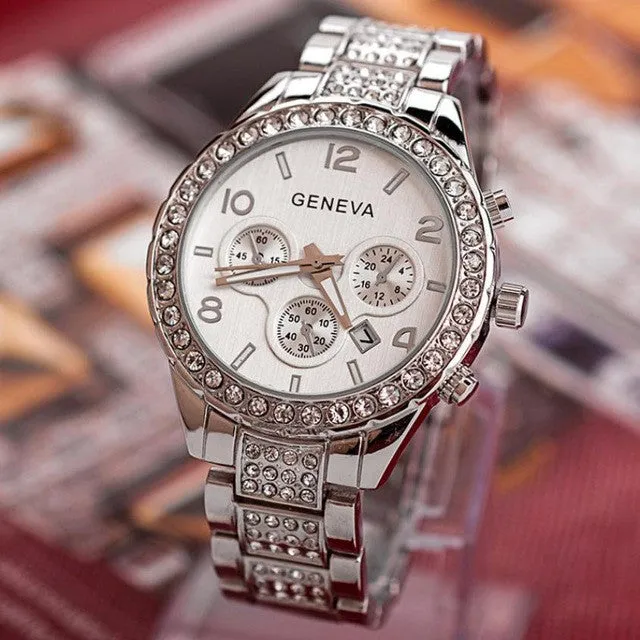 Geneva Crystal Wrist Watches For Women