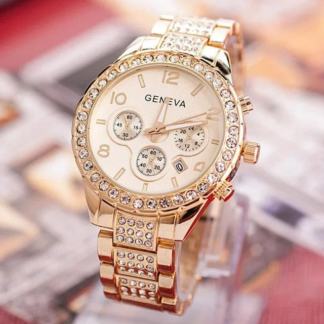 Geneva Crystal Wrist Watches For Women