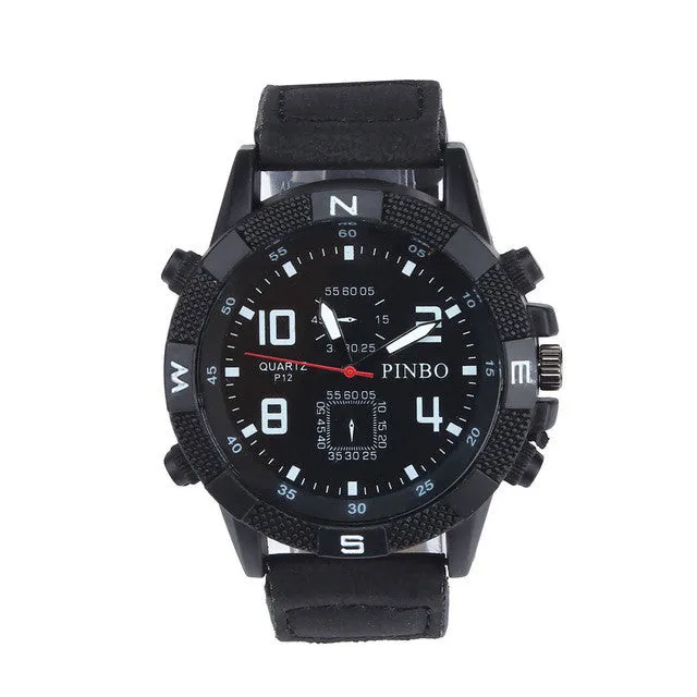 Hot Selling Luxury Men's Canvas strap Large Dial Military Sport Quartz Wrist Watch Gift 1pcs Dec 23