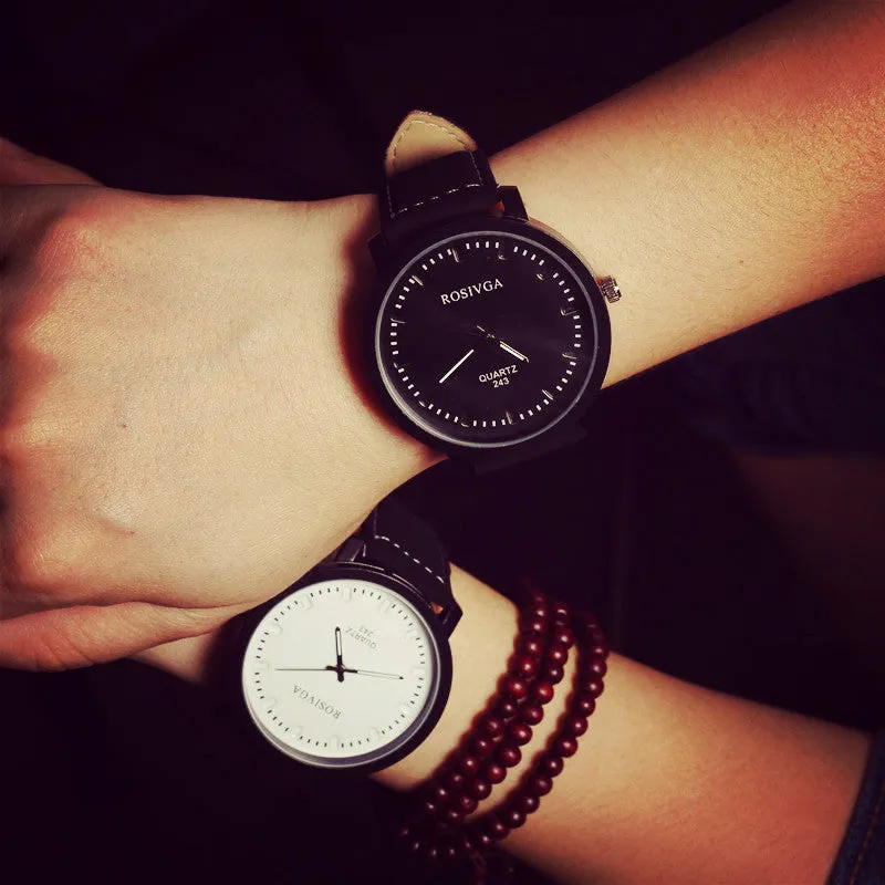 Japan Harajuku Style Couple Watches Women Men Lovers Simple Wristwatch Leather Strap Quartz Watch Clock Female Hours