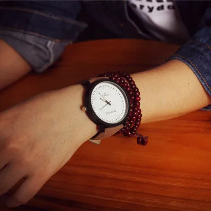 Japan Harajuku Style Couple Watches Women Men Lovers Simple Wristwatch Leather Strap Quartz Watch Clock Female Hours