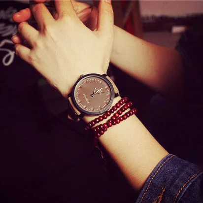 Japan Harajuku Style Couple Watches Women Men Lovers Simple Wristwatch Leather Strap Quartz Watch Clock Female Hours