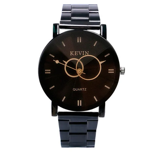 KEVIN Full Stainless Steel Quartz Watches Men Brand Chic Circle Dial Clock Women Fashion Watch 2016 relogio masculino femme