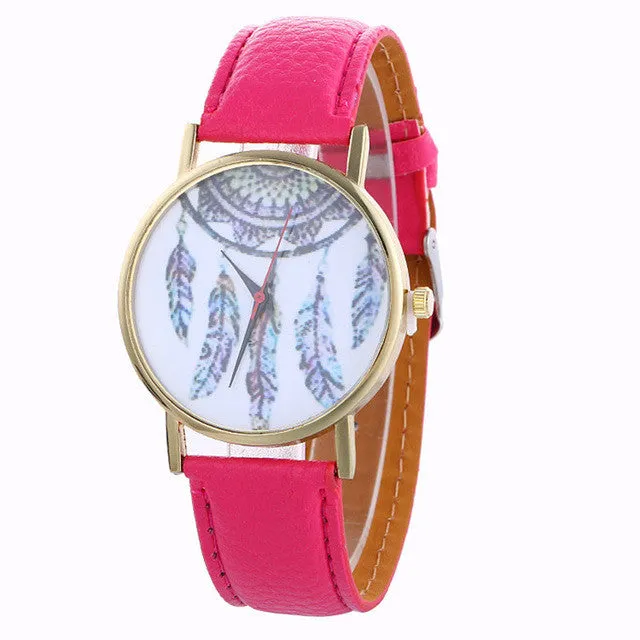 Ladies Fashion Girl Quartz Watch Clock Women Leather Brand Casual Dress Women's Feather Wristwatch Cool Watches Unique Watches