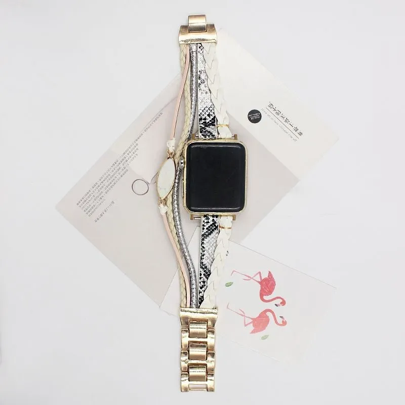 Luxury Metal Braided charm Leather strap for women