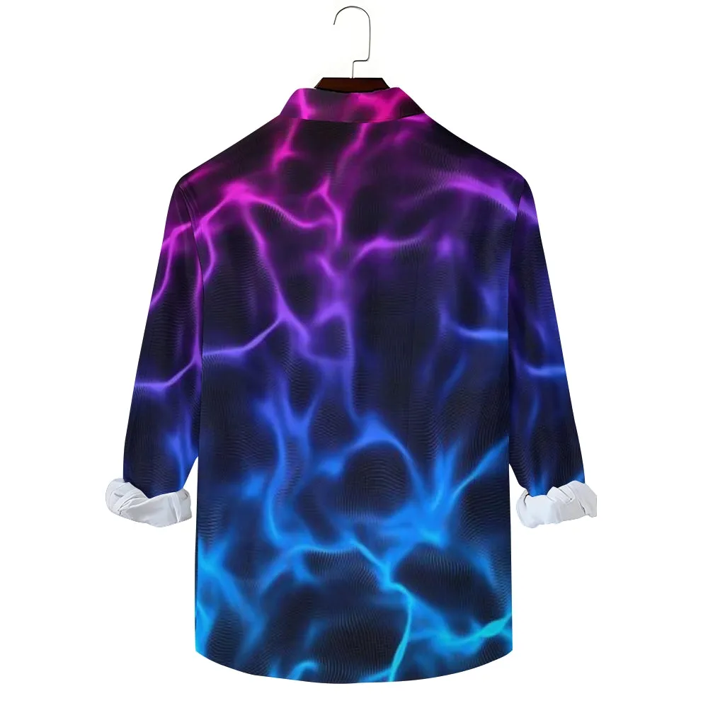 Mens Pink and Blue Lights Ombre Long Sleeve Shirt