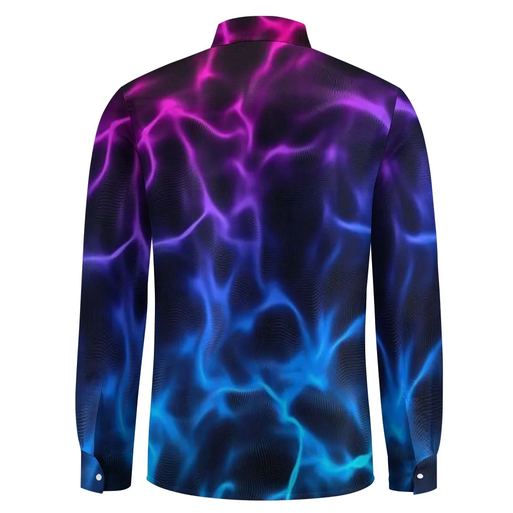 Mens Pink and Blue Lights Ombre Long Sleeve Shirt