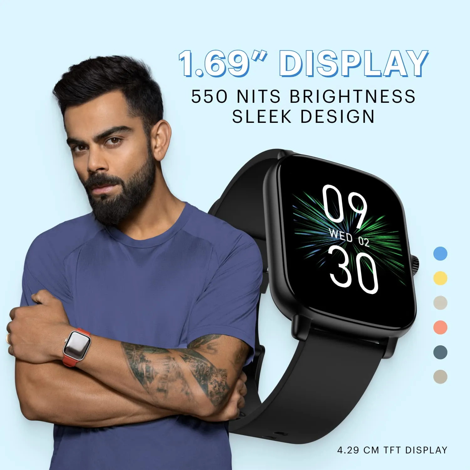 Noise Vivid Call Bluetooth Calling Smartwatch with Metallic dial, 550 nits Brightness, AI Voice Assistant, Heart Rate Monitoring, 7 Days Battery & 100  watchfaces (Space Blue)