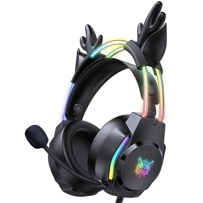 ONIKUMA X26 Head-mounted Earphone RGB Light With Deer's Ears Glow, Gaming Headset