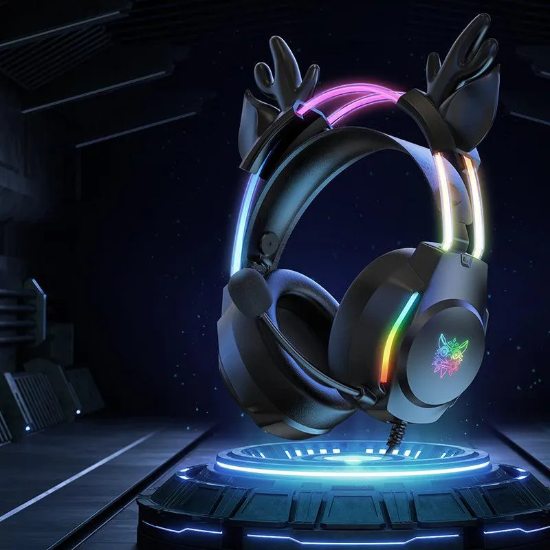 ONIKUMA X26 Head-mounted Earphone RGB Light With Deer's Ears Glow, Gaming Headset