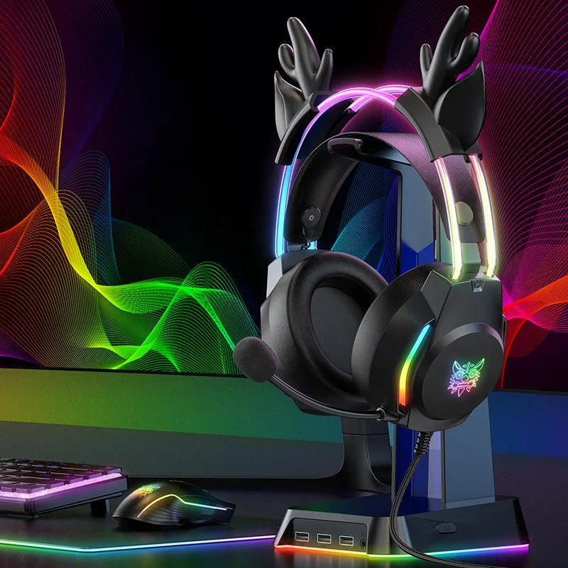 ONIKUMA X26 Head-mounted Earphone RGB Light With Deer's Ears Glow, Gaming Headset