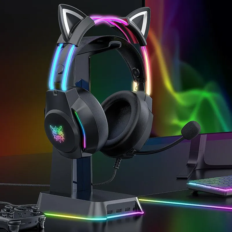 ONIKUMA X26 Head-mounted Headset RGB Light With Cat's Ears Glow, Gaming Headset