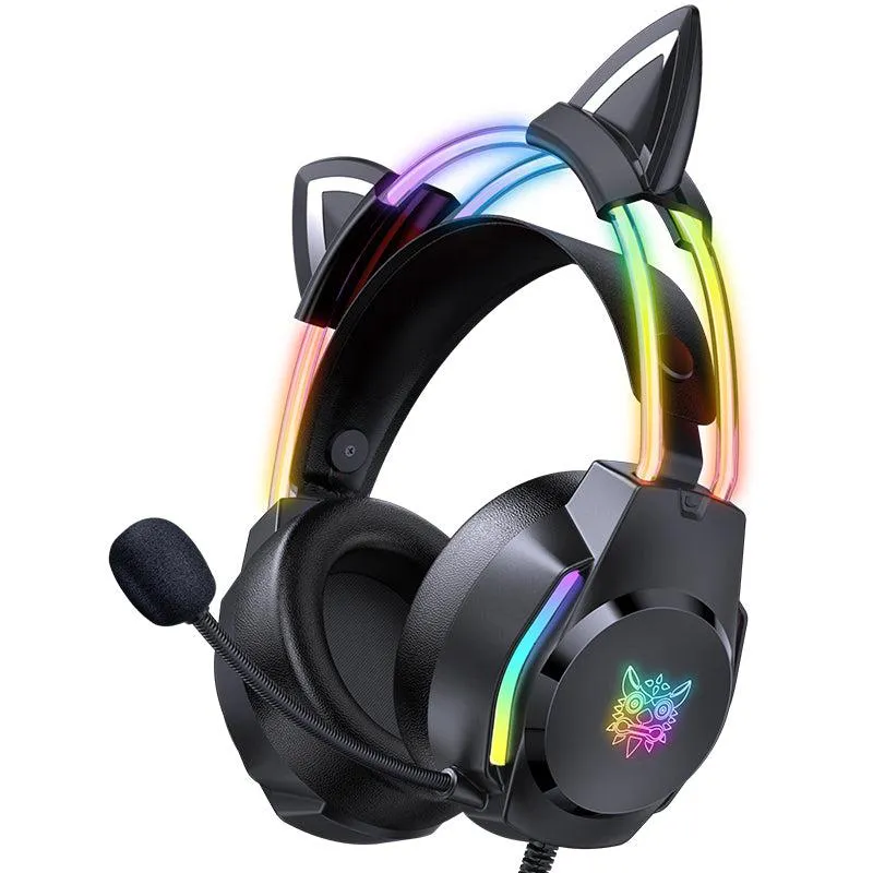 ONIKUMA X26 Head-mounted Headset RGB Light With Cat's Ears Glow, Gaming Headset