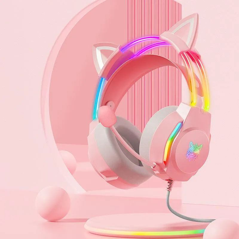 ONIKUMA X26 Head-mounted Headset RGB Light With Cat's Ears Glow, Gaming Headset