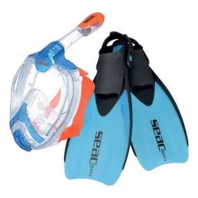 Open Box Seac Set Unica Sprint Snorkeling Kit with Seac Unica Full Face Mask and Seac Sprint Open Heel Fins - Size: L-XL