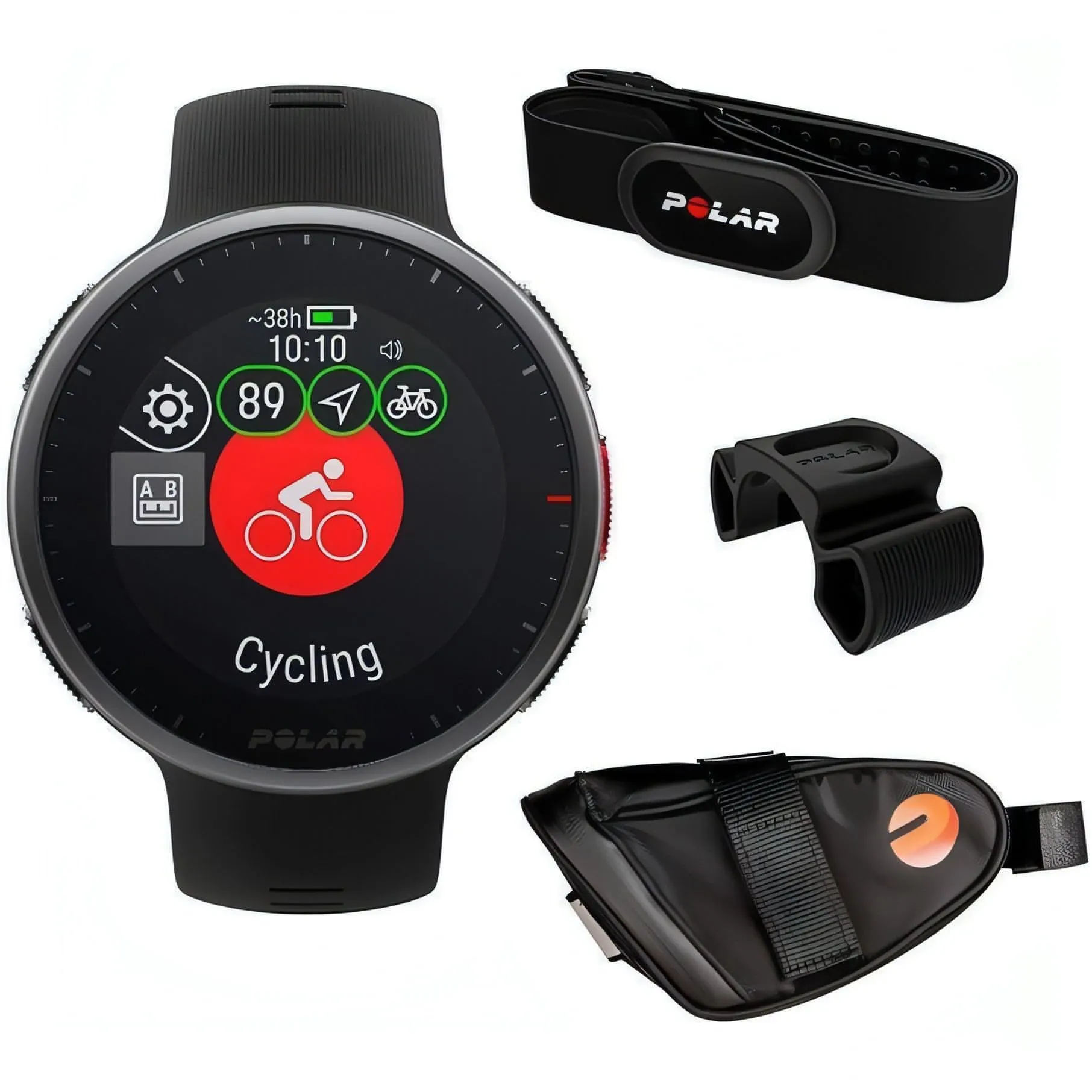 Polar Vantage V2 Multisport GPS HRM Cycling Bundle - Black