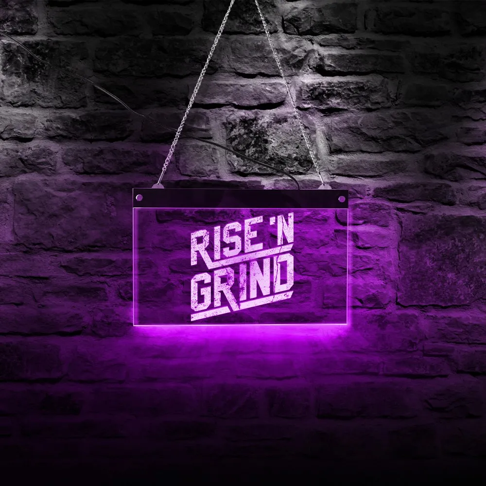 Rise and Grind Custom LED Neon Sign Personalised Inspirational Quote Lighting Lamp  Workout Fitness GYM Coffee Bar Light