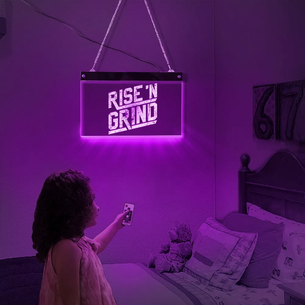 Rise and Grind Custom LED Neon Sign Personalised Inspirational Quote Lighting Lamp  Workout Fitness GYM Coffee Bar Light