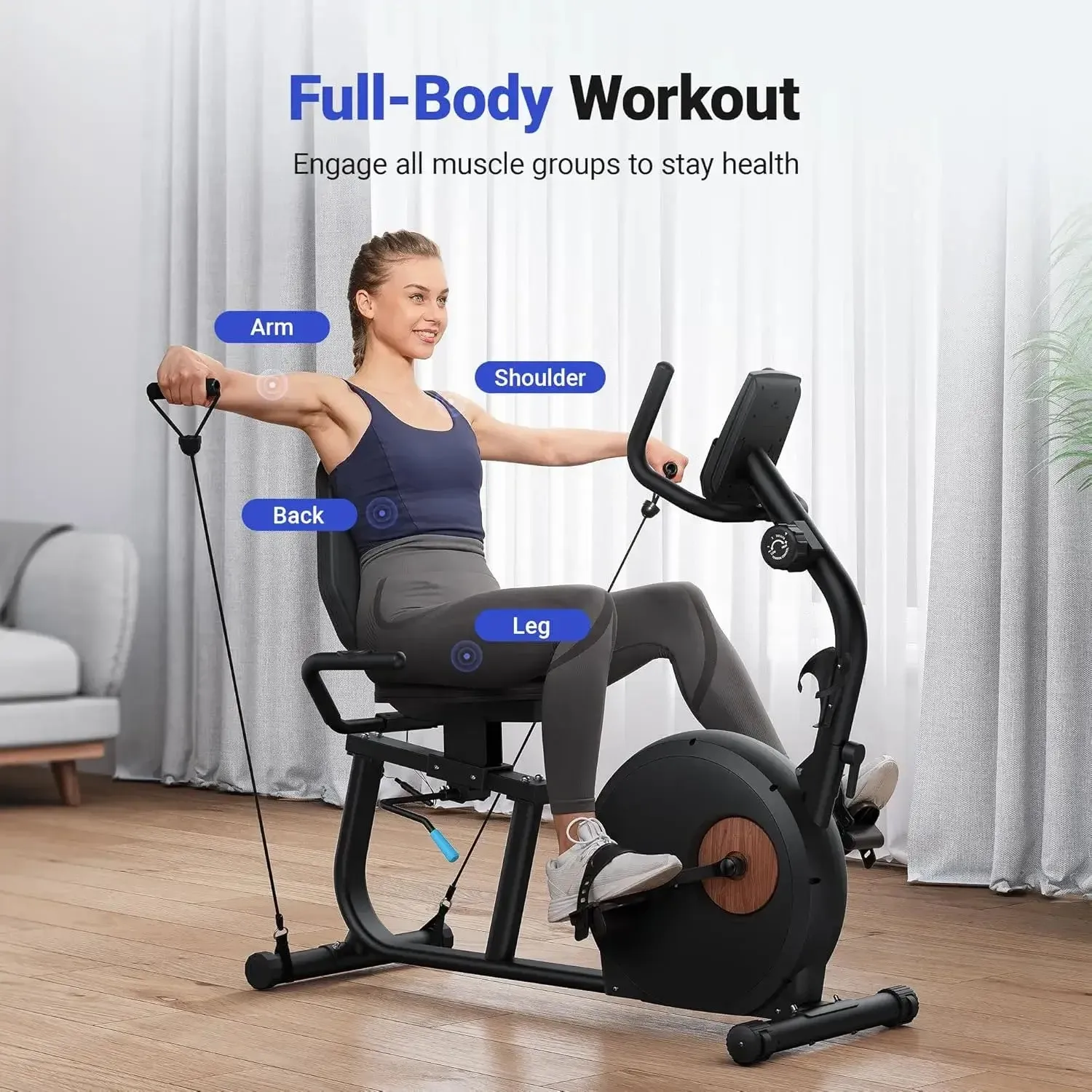 S23 Recumbent Exercise Bike With Resistance Bands