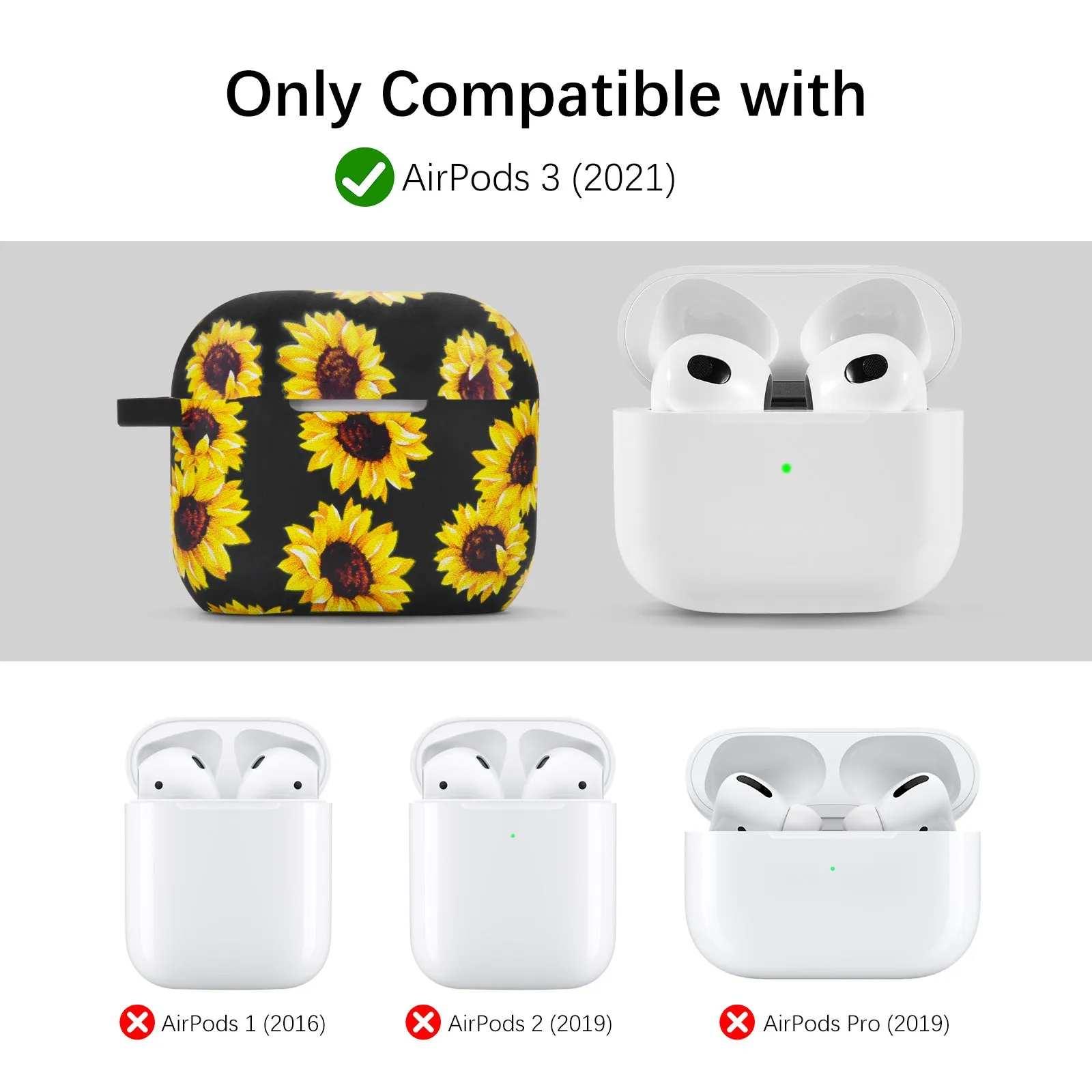 Silicone Case for Airpods 3 Case Generation 3rd with Pom Pom Keychain-Nature Designs