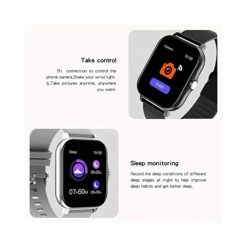 Smart Health Tracker Watch with Blood Oxygen & Pressure Monitor - Color Display for Men & Women