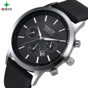 Sport Watch Men Leather NORTH Mens Watches Top Brand Luxury Watch Clock Waterproof Quartz Military WristWatch Men Sport Watches