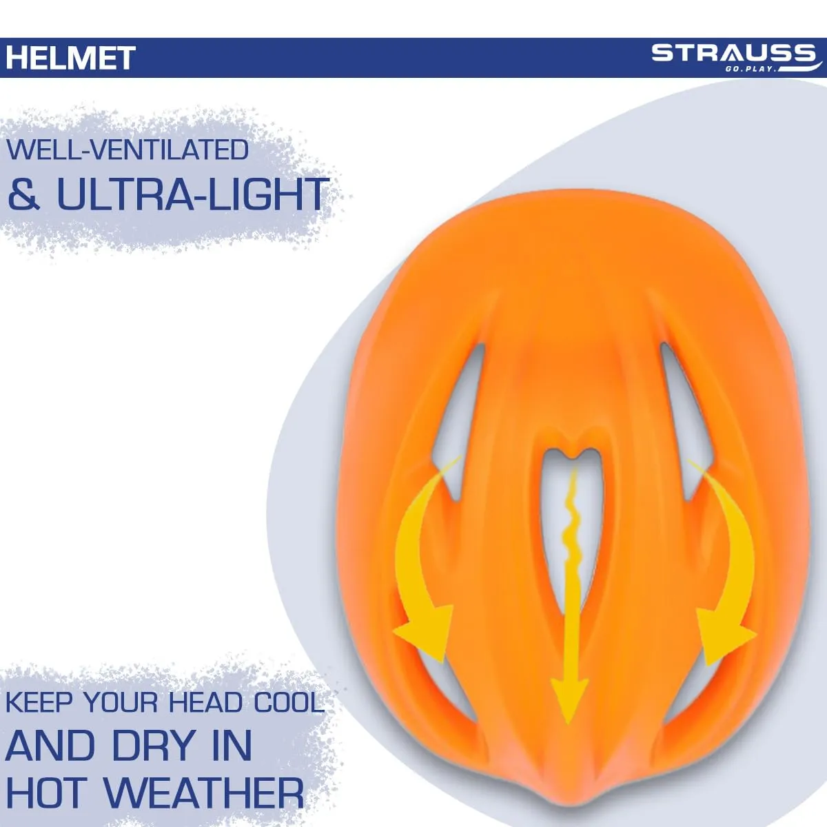 Strauss GlideX Cycling Helmet | Light Weight with Superior Ventilation | Mountain, Road Bike & Skating Helmet with Premium EPS Foam Lining | Ideal for Adults and Kids,(Orange)