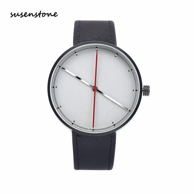 Susenstone Women Men Simple Classic design WristWatch Black White large dial Clock Men Sports Casual Watch Relogio Masculino Y30