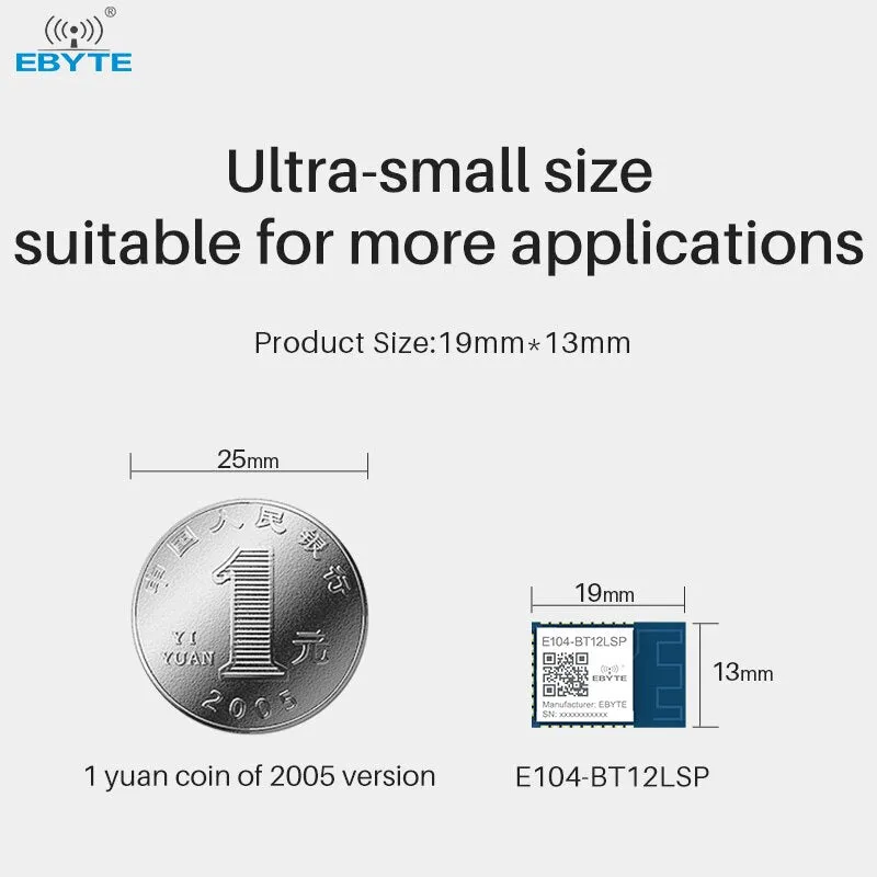 TLSR8253F512 Mesh Networking Module E104-BT12LSP SIG UART SMD Ultra Small 19*13mm 10dBm 24MHz PCB FIFO 60 Byte Blue-tooth Module