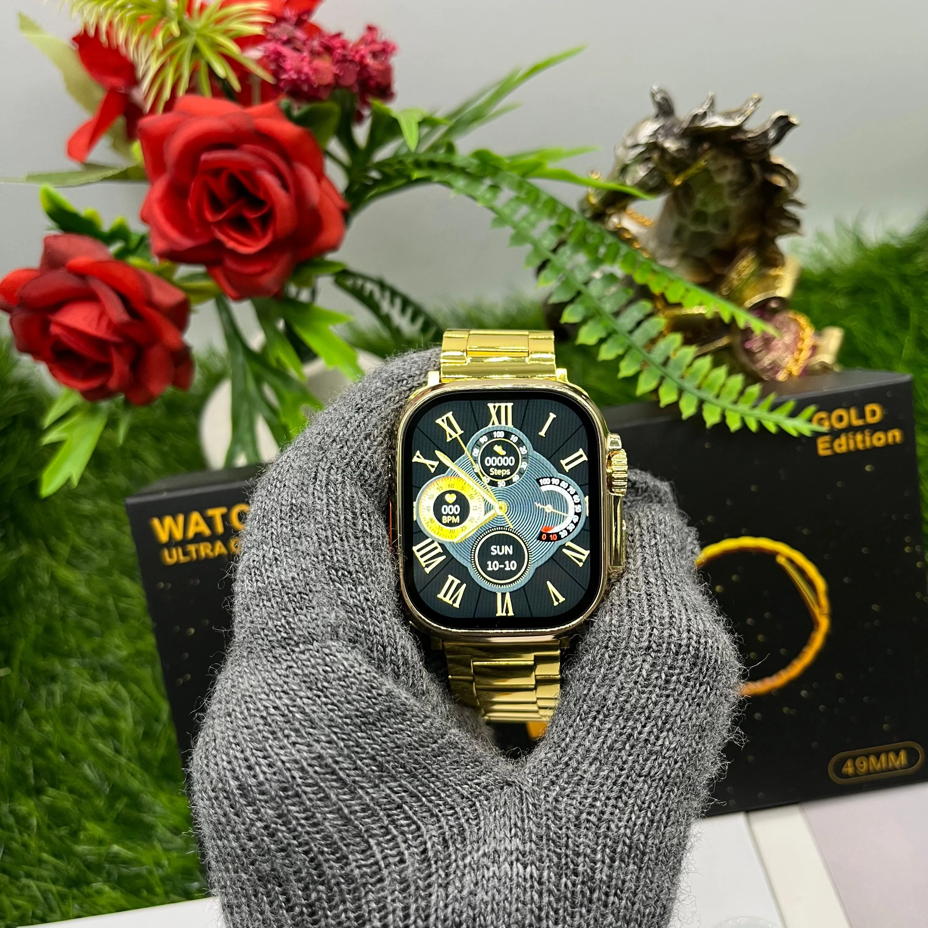 UniWatch 8 Ultra 24K Gold Edition - On/Off Apple Logo Dubai Quality Smartwatch (49mm, GPS   Cellular, Water Resistant, Always on Display) 1-Year Warranty