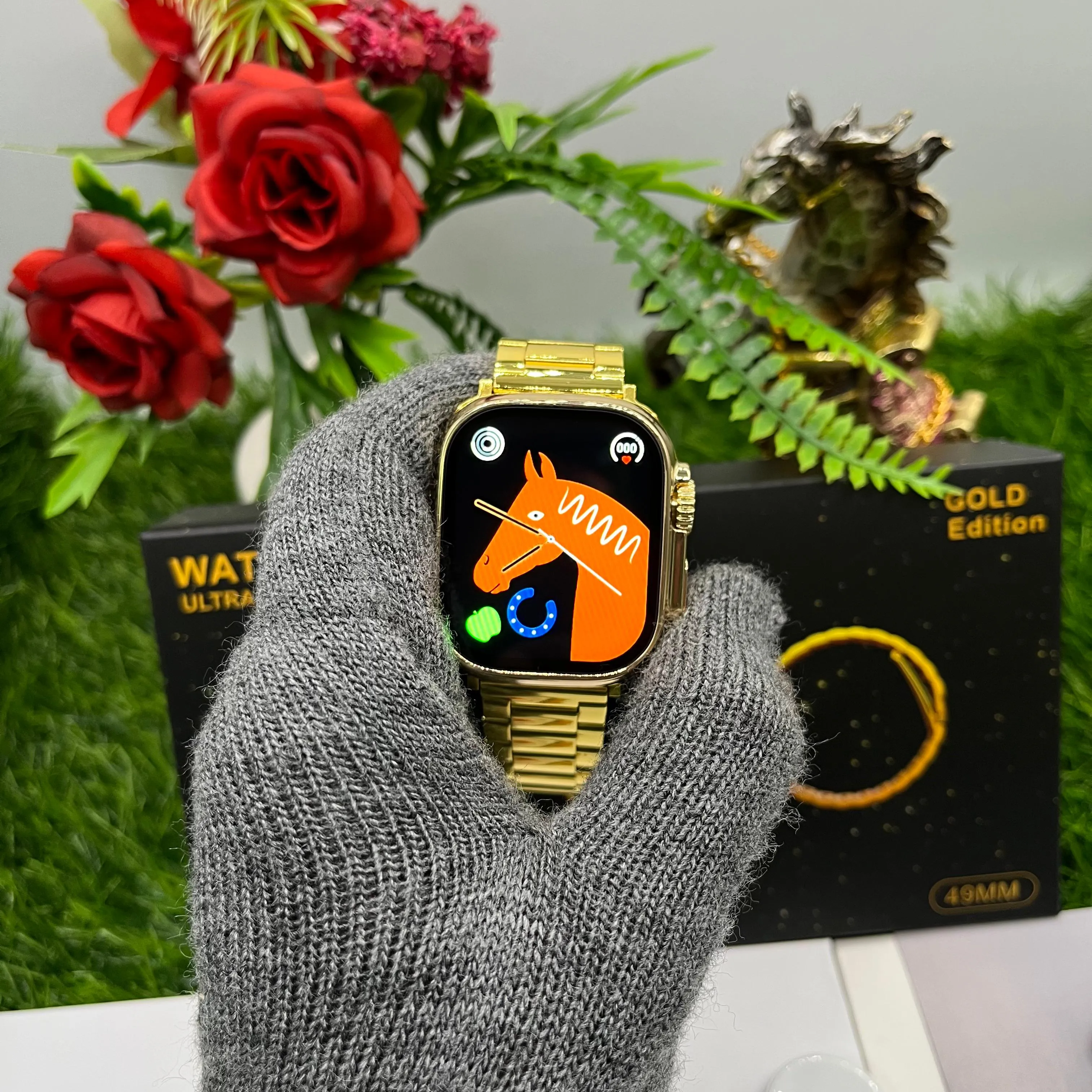 UniWatch 8 Ultra 24K Gold Edition - On/Off Apple Logo Dubai Quality Smartwatch (49mm, GPS   Cellular, Water Resistant, Always on Display) 1-Year Warranty