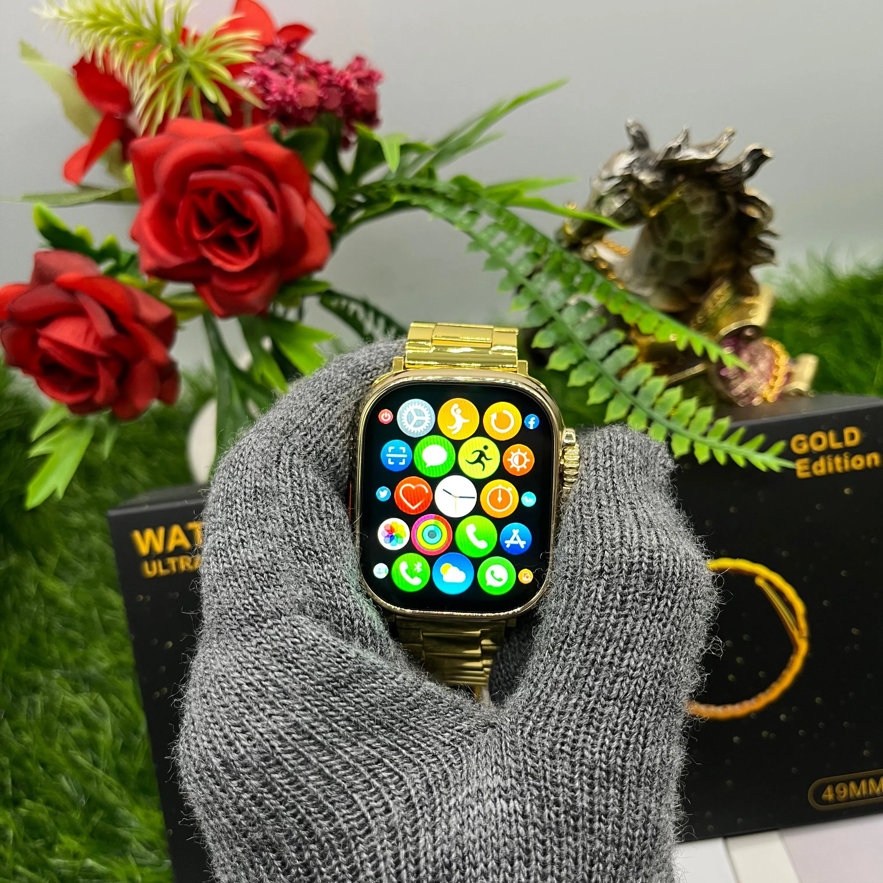 UniWatch 8 Ultra 24K Gold Edition - On/Off Apple Logo Dubai Quality Smartwatch (49mm, GPS   Cellular, Water Resistant, Always on Display) 1-Year Warranty